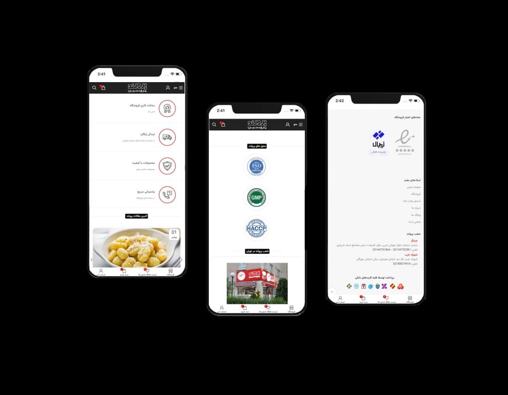طراحی UI ورژن ریسپانسیو سایت پرولند
