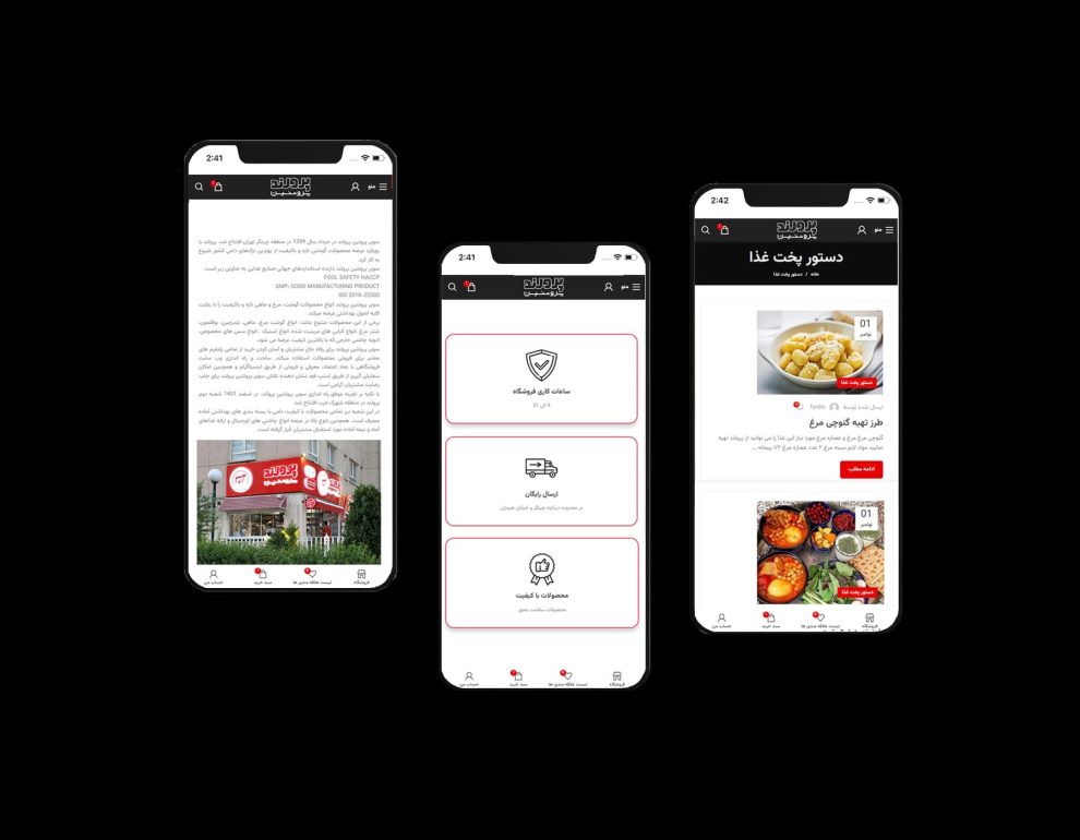 طراحی UI ورژن ریسپانسیو سایت پرولند