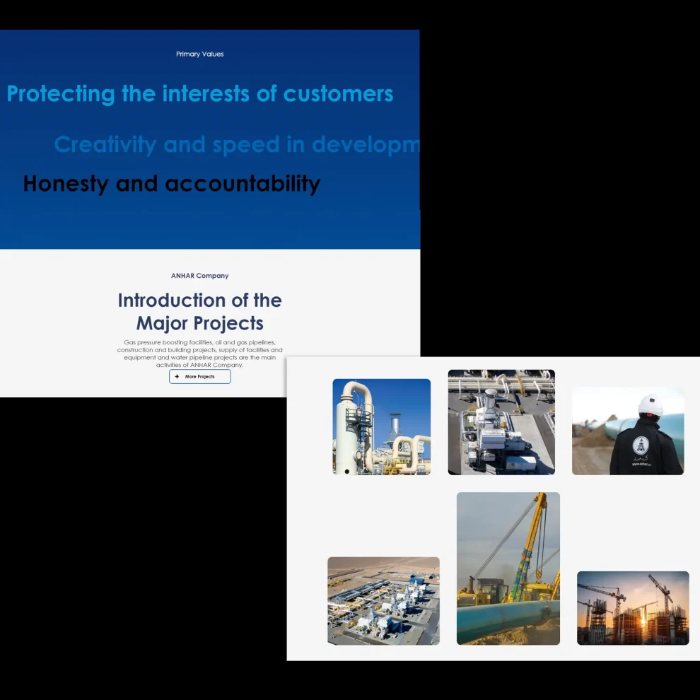 طراحی وب سایت شرکت انهار